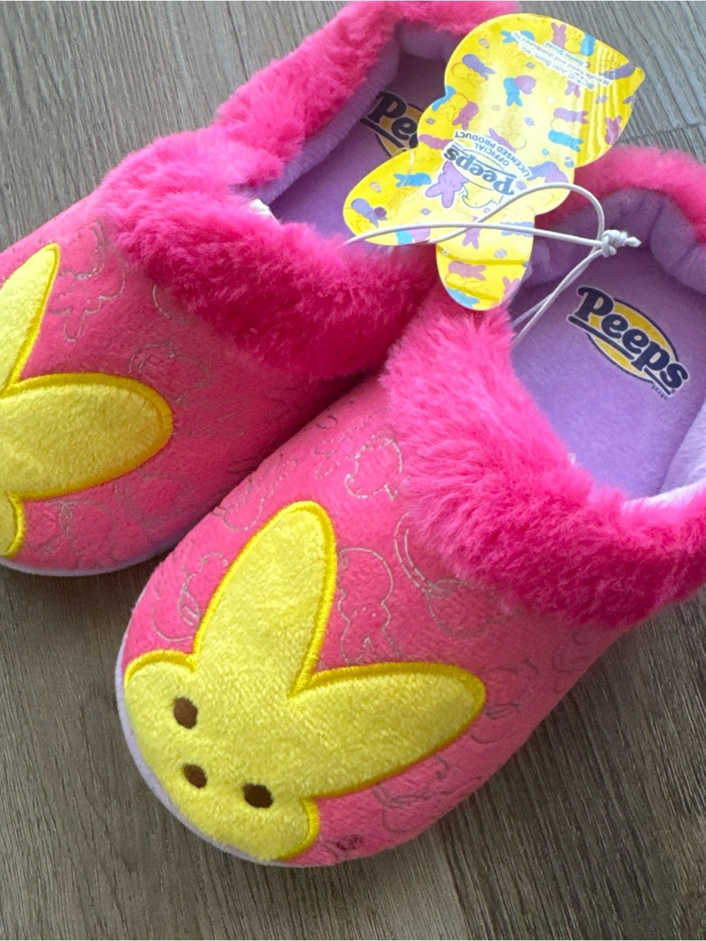 Peeps Kids' Pink & Yellow Bunny Slippers 11/12 size kids
